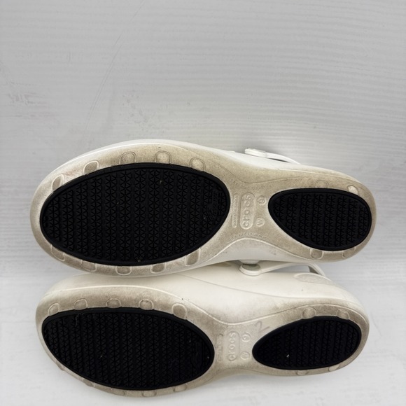 Crocs Women's US 9 Mercy Work, White/Silver Flowers Slip On Shoes - Picture 16 of 16